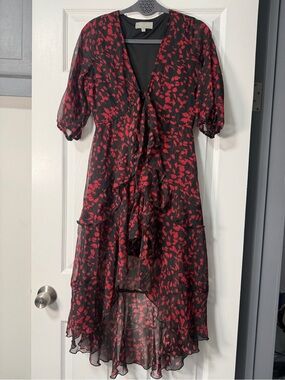 ASHER Floral High Low Tiered Ruffle Dress Romper Size Small